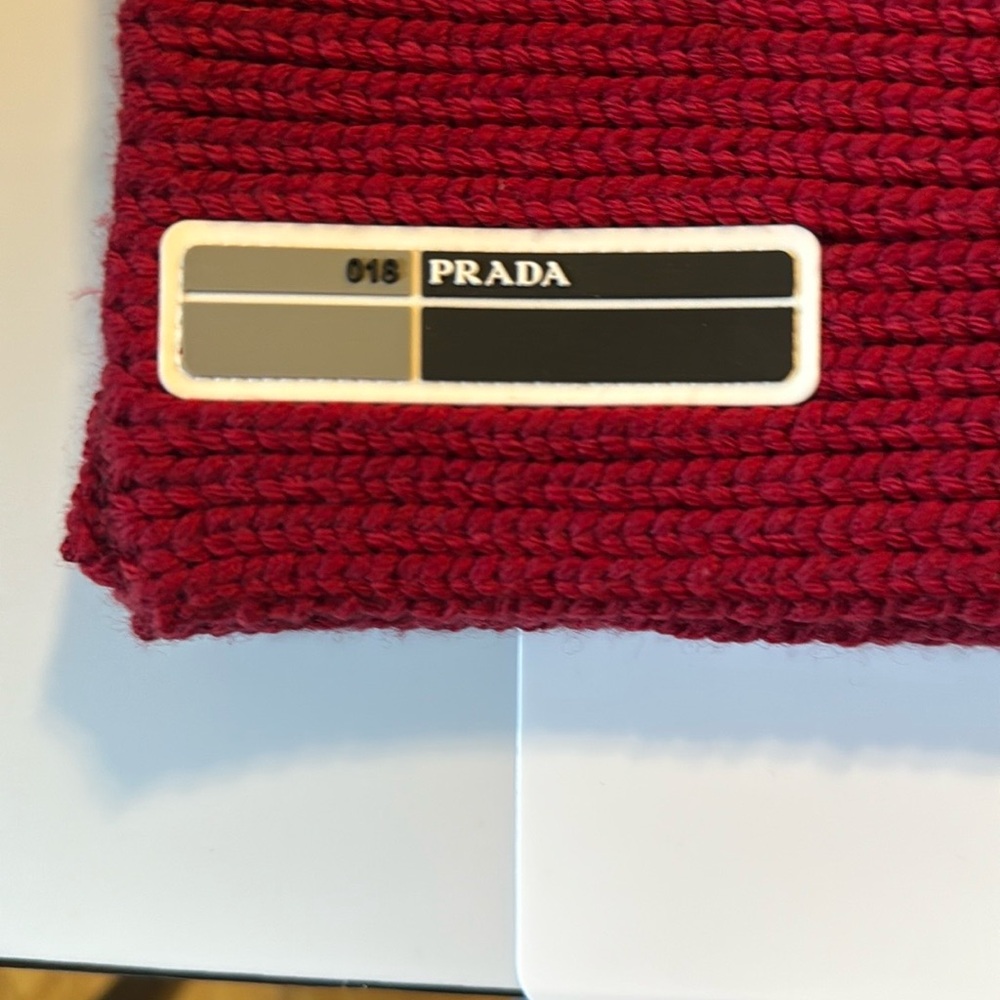 Prada Red Knit Wool Scarf - Picture 3 of 4